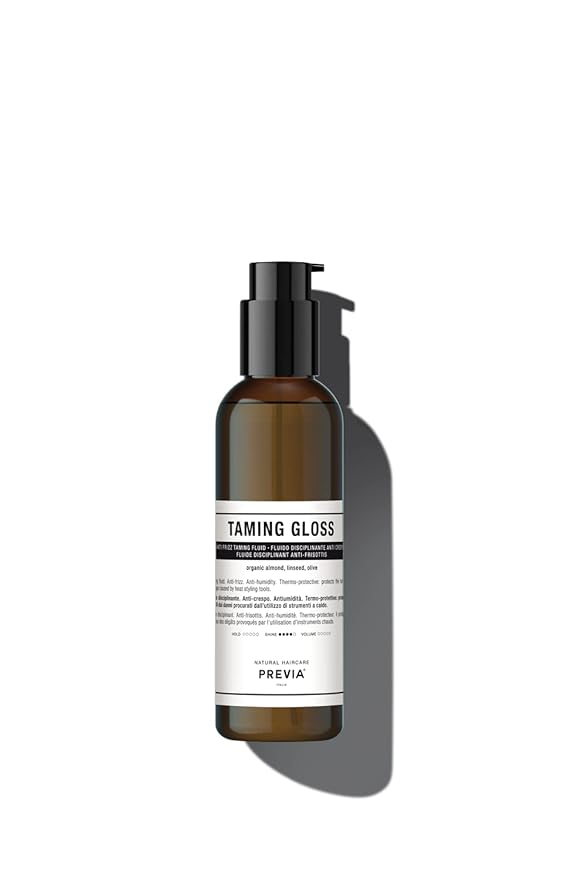 PREVIA Taming Gloss Anti-Frizz Hair Serum - Thermal Protection with Organic Almond Vegan - Moisturizing Formula for Smooth Shiny Hair β Heat Protectant Glossifying Serum for Frizzy Hair - 6.7 oz