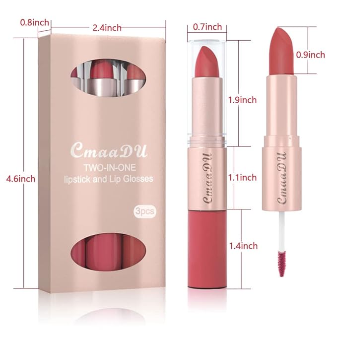 evpct 2 In 1 Wine Red Mauve Nude Lipstick