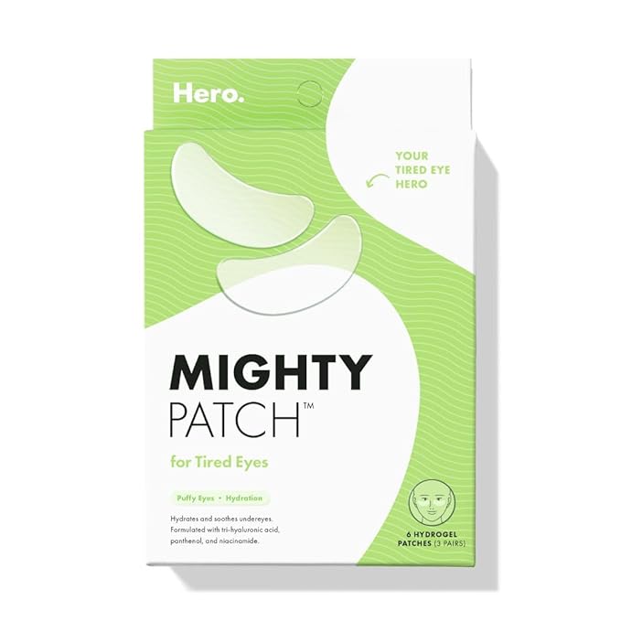 HERO COSMETICS Mighty Patchโข for Tired Eyes Patches - Soothing Hydrogel Patches - Awakens and Visibly De-puffs Undereyes with Multiple Applications (6 Count)