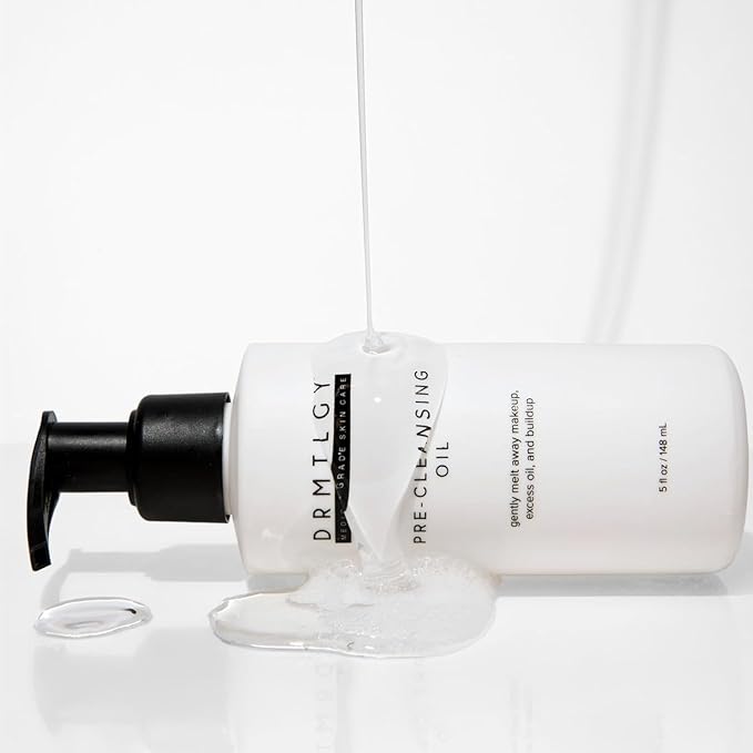 DRMTLGY Pre-Cleansing Oil - Makeup Remover Oil to be Paired with Facial Cleanser - Cleanser for Face - Melts Mascara, Makeup, & Preps for Cleansing, 5 fl oz
