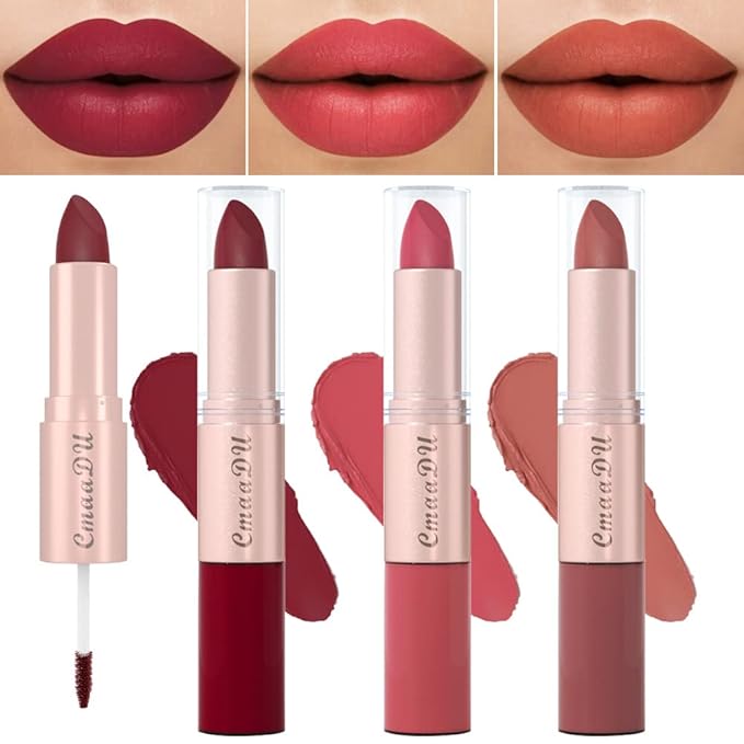 evpct 2 In 1 Wine Red Mauve Nude Lipstick