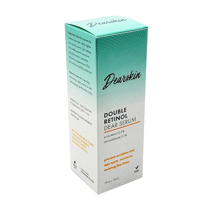 Retinol Serum Double Retinol Dear Serum by Dearskin Retinaldehide 0.1% plus Pure Retinol 0.5% Anti-Aging Powerful Anti-Wrinkle Repair Regenerating Serum