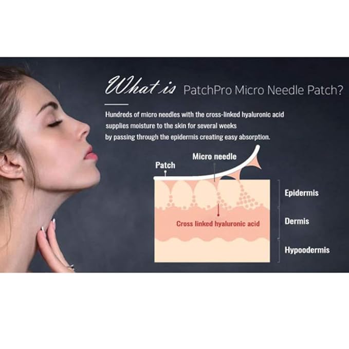 PATCH PRO Micro Eye Patch Hyaluronic Acid Fine Lines, Puffy Eyes, Forehead Lines Microneedle length 0.25mm Patches 4 Pairs