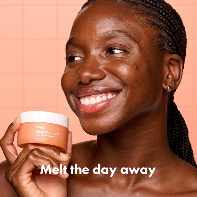 HERO COSMETICS Dissolve Away Daily Cleansing Balm - Helps Remove Makeup and Grime - Wonโt Clog Pores - Suitable for Sensitive and Acne-Prone Skin (2.2 fl oz)