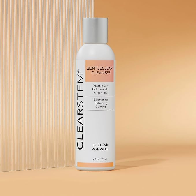 CLEARSTEM - GENTLECLEAN Vitamin C Infused Calming Wash - Facial Cleanser, Makeup Remover - Goldenseal + Green Tea - Facial Skin Care Products - Vegan, Gluten Free, Cruelty Free - 6 fl oz / 207ml
