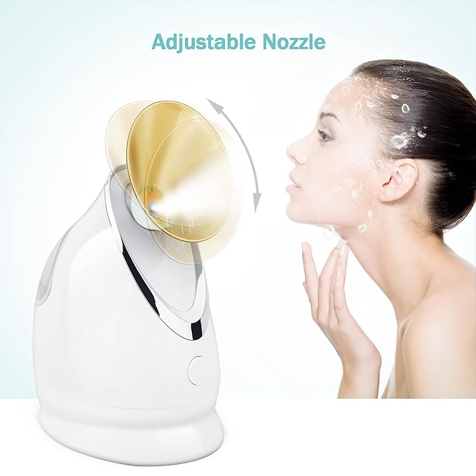 EZBASICS Facial Steamer Ionic Face Steamer for Home Facial, Warm Mist Humidifier Atomizer for Face Sauna Spa Sinuses Moisturizing, Unclogs Pores, 1 Pack + 5 Stainless Steel Skin Kit Golden Yellow