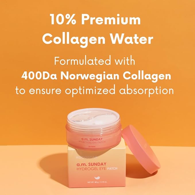 KOCOSTAR Hydrogel Eye Patches with Low Molecular Weight Norwegian Bio-Collagen, Reduces Dark Circles and Wrinkles, Under Eye Masks for Puffy Eyes, Hydrating for Dry Skin, Korean Skincare (48 patches)