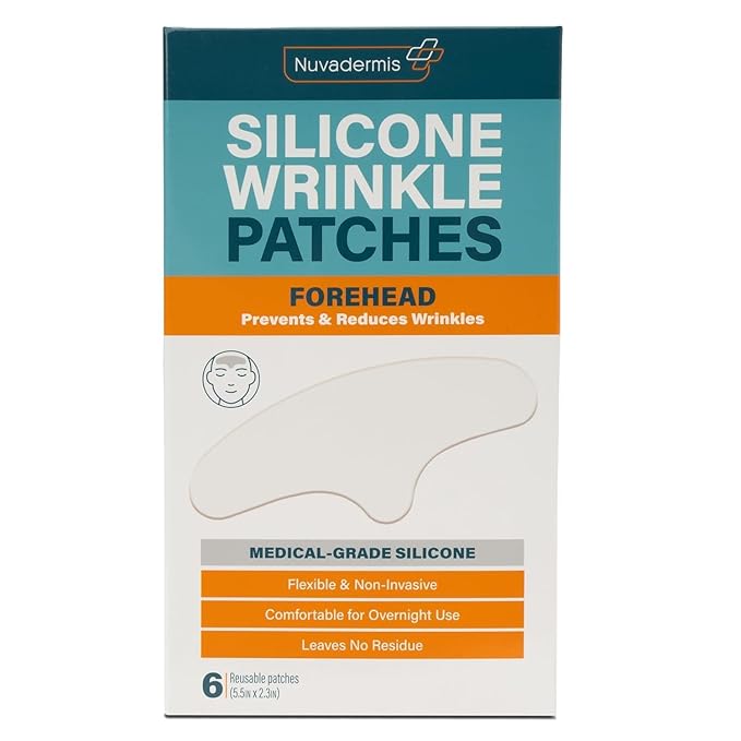 NUVADERMIS Silicone Forehead Wrinkle Patches - Anti Aging Wrinkle Patches for Face Overnight Use - Reduces Fine Lines and Wrinkles (Forehead, 6 Pack)