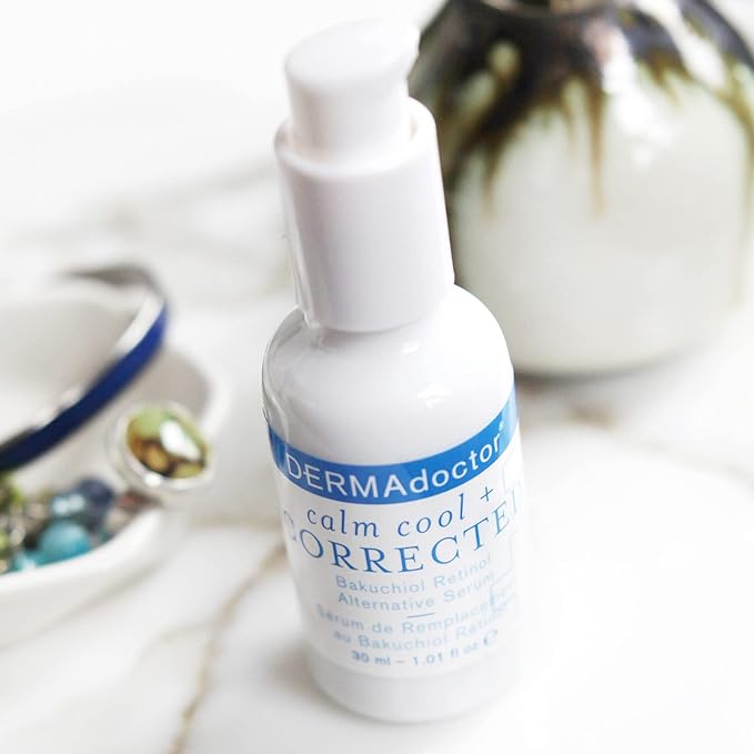 DERMAdoctor Calm Cool + Corrected Anti-Redness Cream & Bakuchiol Retinol Alternative Serum Bundle for Sensitive Skin