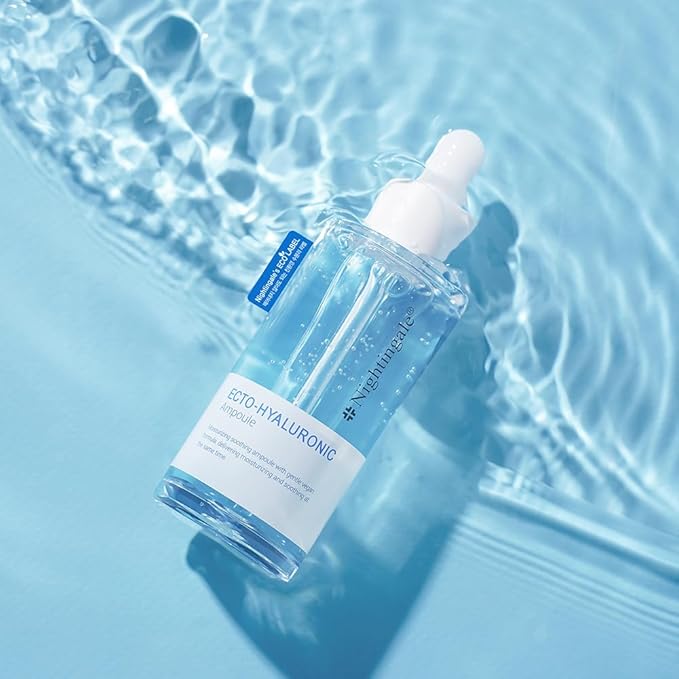 Nightingale Ecto-Hyaluronic Ampoule with 8 layer Hyaluronic Acid, Ectoin, Hyaluronic acid Serum For Dry Skin, Fragrance Free, Hypoallergenic, Allergen Free, Cruelty Free, Vegan, Korean Skin Care