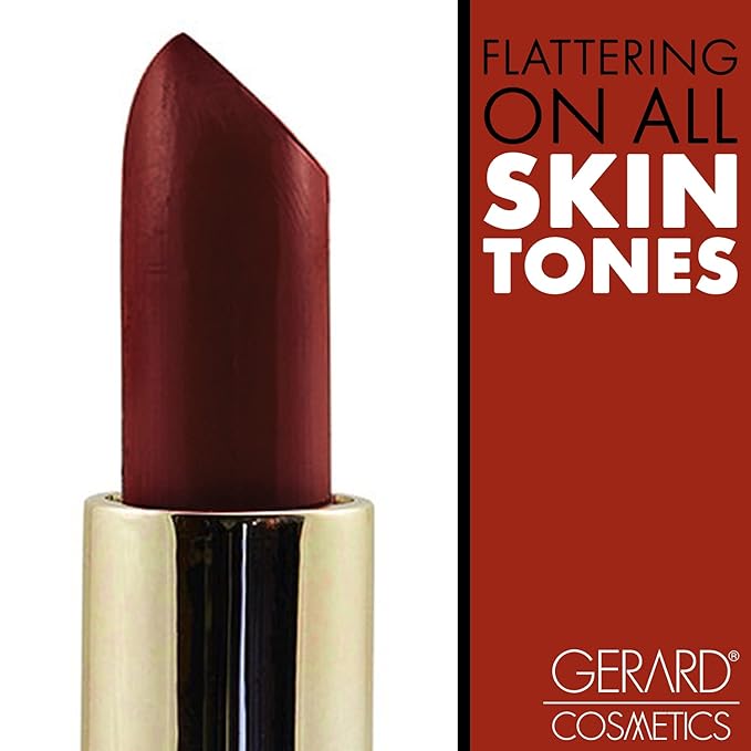 Gerard Cosmetics Lipstick Merlot | Dark Red Lipstick with Luxe Satin Finish | Highly Pigmented, Smooth Formula with Hydrating Ingredients | Long Lasting | Cruelty Free & Made in USA