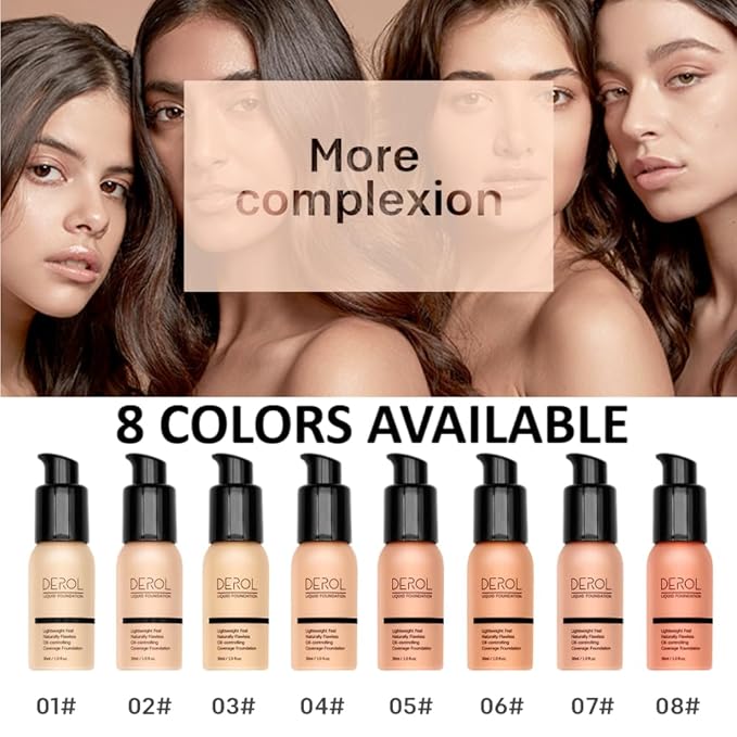 Foundation Full Coverage Liquid Foundation Cream - Lightweight