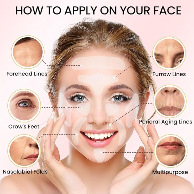 Kaely 128 Pcs Wrinkle Patches for Face Overnight, Silicone Scar Tape for Wrinkles Forehead, Face Tape for Wrinkles Overnight Sleeping Lifting Sagging Skin, Smile Line Facial Smoothing