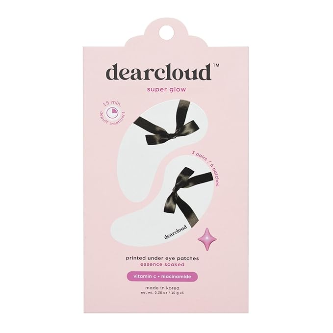 Super Glow Under Eye Patches – Niacinamide & Vitamin C – Korean Skin Care – Travel Size Toiletries (Set of 3)