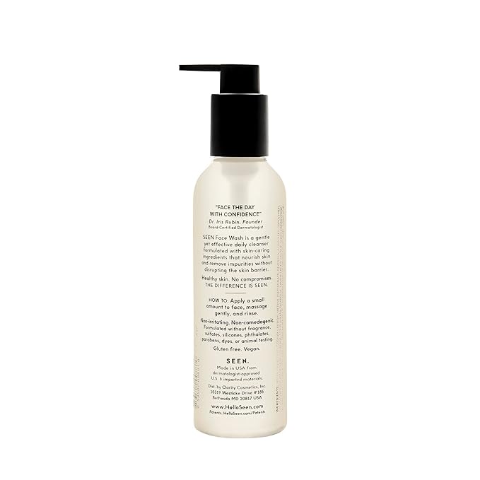 SEEN Face Wash, Fragrance Free -Non-Comedogenic & Non-Irritating Face Wash- Dermatologist-Developed - Safe for Sensitive, Eczema & Acne Prone Skin