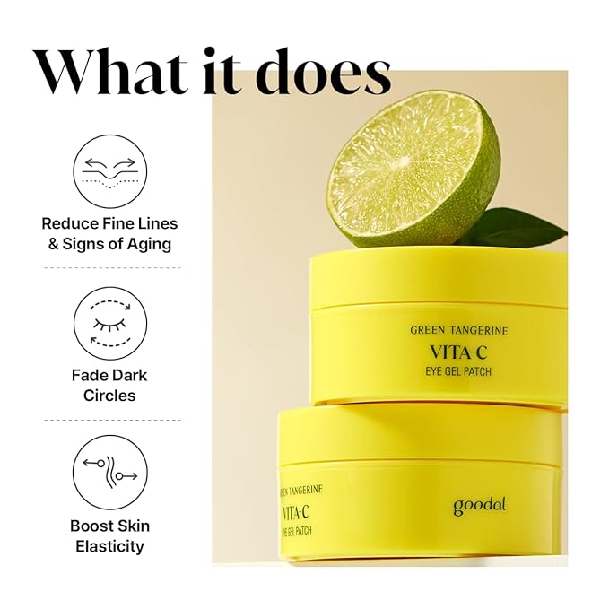 GOODAL Green Tangerine Vitamin C Moisturizing Eye Patch | 5-minute, Hydrating Gel Patch (60 sheets) (2024 Advanced Version)