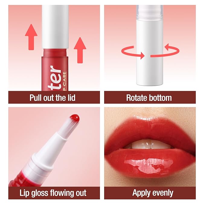 Peach Pink Lip Gloss Lip Plumper Gloss Glitter Lip