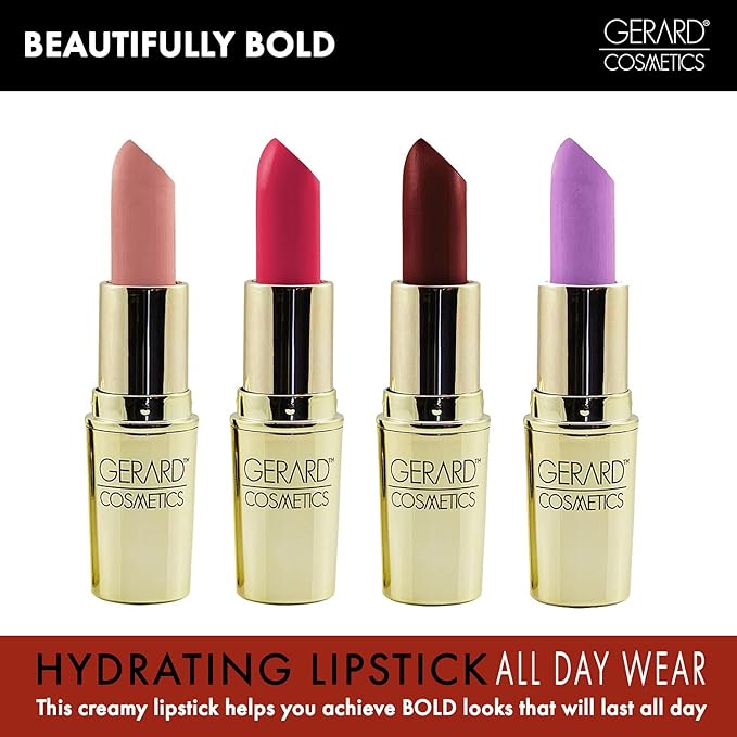 Gerard Cosmetics Lipstick Merlot | Dark Red Lipstick with Luxe Satin Finish | Highly Pigmented, Smooth Formula with Hydrating Ingredients | Long Lasting | Cruelty Free & Made in USA
