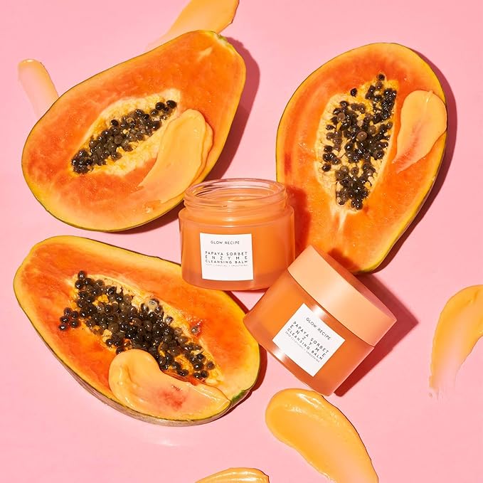 Glow Recipe Double Cleansing Kit for Glowing Skin - Includes Exfoliating Papaya Sorbet Enzyme Cleansing Balm + Mini Blueberry Bounce Gentle Face Cleanser - 2-Piece Facial Skincare Kit