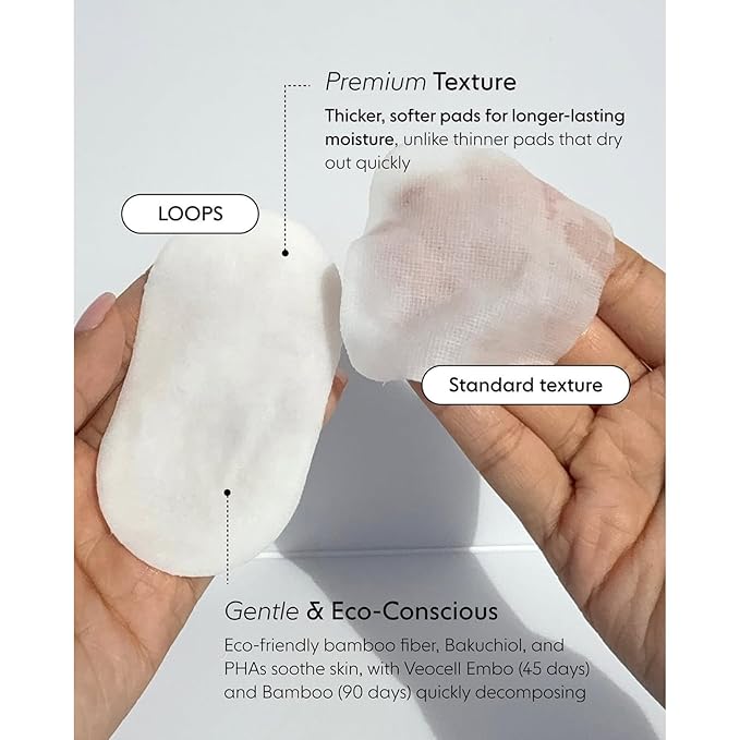 LOOPS Milky Cleanser Korean Skincare - Deep Cleansing and Hydrating Skin Care - Pre-soaked Bamboo Facial Cleansing Pads - Facial Wash with Milky Oil Complex - Oil Cleanser for Face