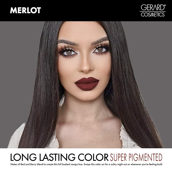 Gerard Cosmetics Lipstick Merlot | Dark Red Lipstick with Luxe Satin Finish | Highly Pigmented, Smooth Formula with Hydrating Ingredients | Long Lasting | Cruelty Free & Made in USA