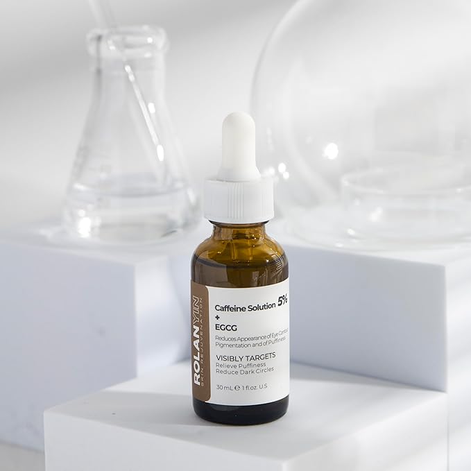 ROLANYIN Caffeine Solution 5% + EGCG Eye Serum for Puffiness Reduction Dark Circle Treatment Hydrating Firming and Soothing Anti Aging Nourishing Formula Eye Skin Care 1 Fl.Oz