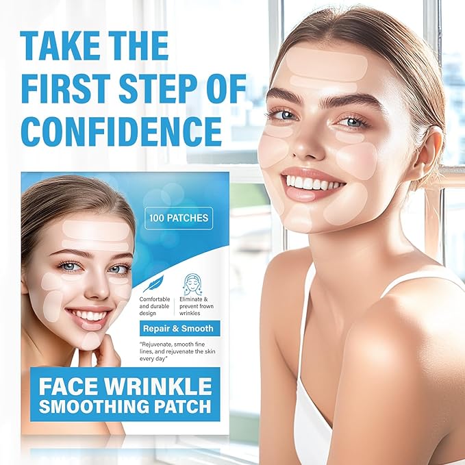 Facial Wrinkle Patches,Anti Wrinkle Patches,Smile Line Patches to Smooth Eye, Mouth and Forehead Wrinkles,100PCS