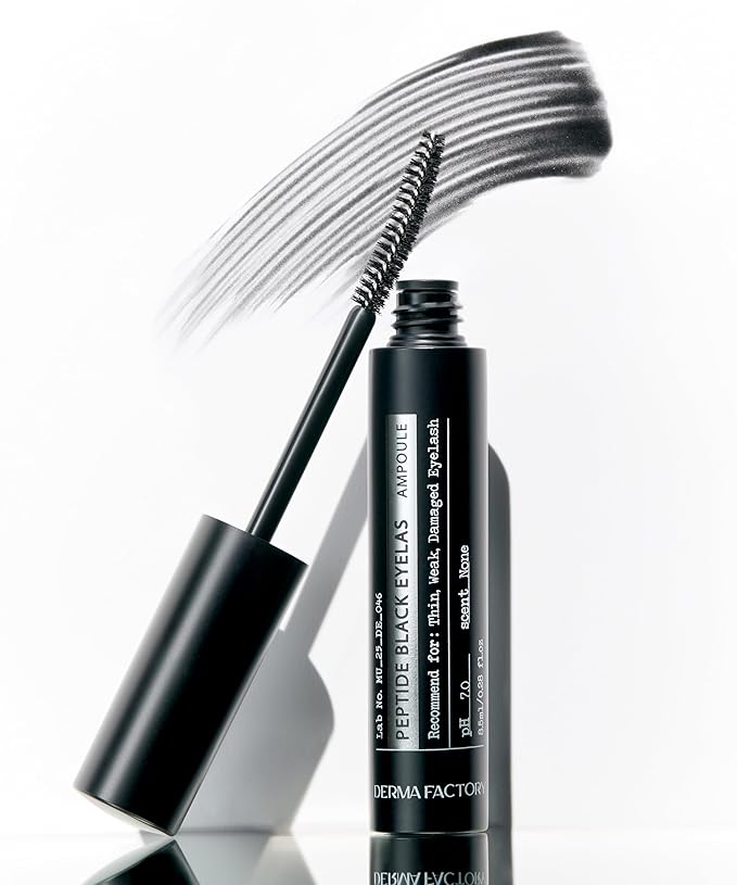 Derma Factory Peptide Eyelash Ampoule โ Black Tinting Lash Growth Serum for Thin, Weak & Damaged Lashes โ Volumizing Peptide Lash Enhancer, Oil-Free, Irritation-Free Formula, Black3, 0.16 fl oz