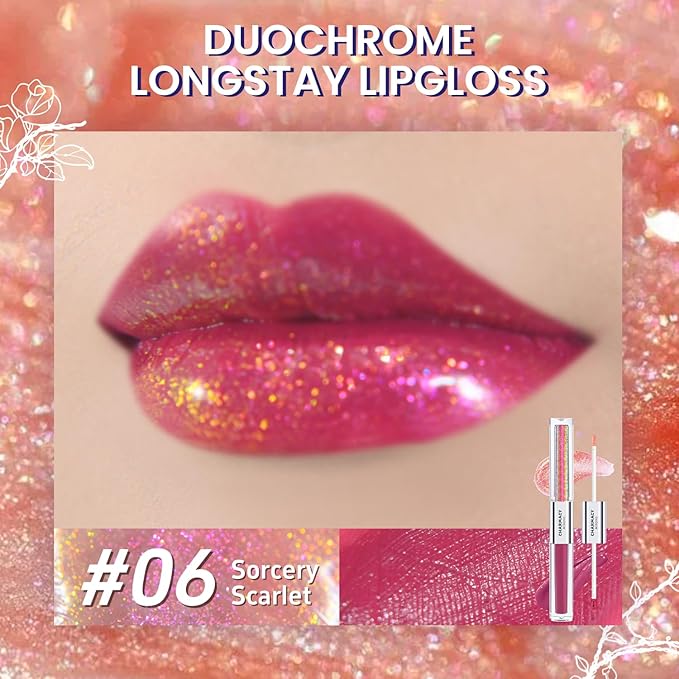 CHARMACY Multichrome Double Head Non-Stick Lip Gloss, Metallic Gloss,