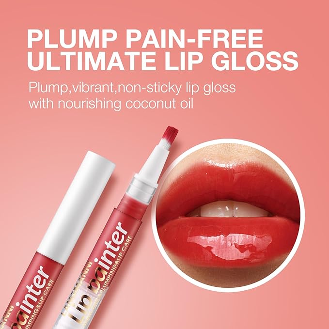 Peach Pink Lip Gloss Lip Plumper Gloss Glitter Lip