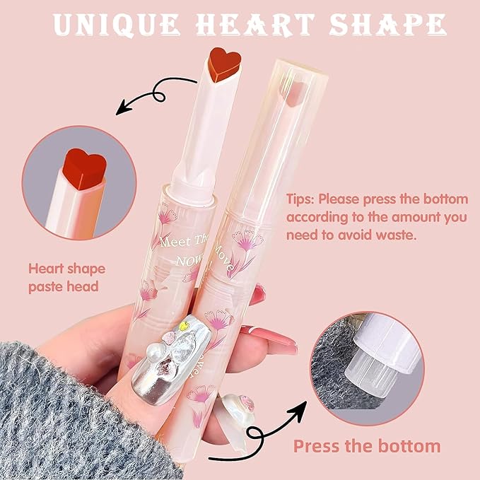 Jelly Lipstick, Heart Shaped Lipstick Lip Stain, Moisturizing Lipstick,