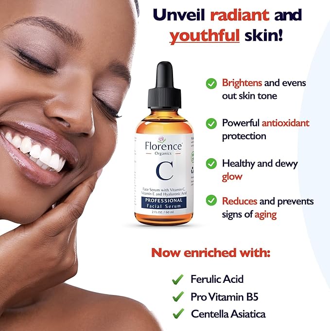Vitamin C Serum For Face โ Anti-Aging Facial Serum with Vitamin C, Hyaluronic Acid, Niacinamide, B5 & Vit E. Brightening Facial Essence for Dark Spots, Fine Lines, Wrinkles & Glowing Skin, 2 Fl Oz