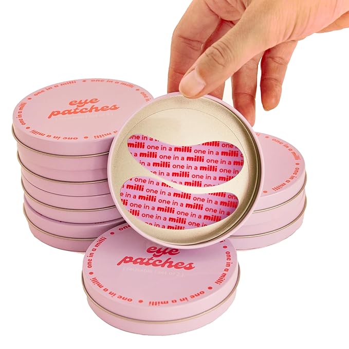 Milli Under Eye Mask to Treat Dark Circles, Wrinkles, and Puffy Eyes, 1 Pair of Original Pink Reusable Silicone Eye Patches with Tin Case