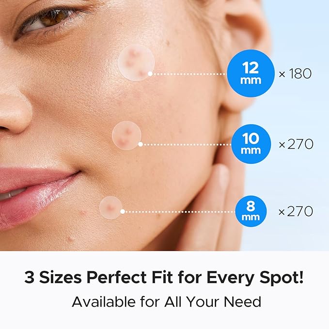 LitBear Pimple Patch Bulk (720 Patches 3 Size) Pimple Patches for Face (5 Sizes, 507Patches)