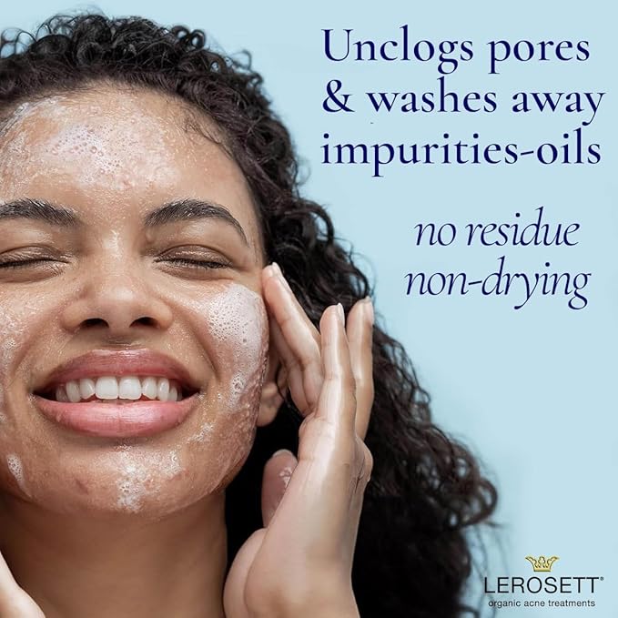 LEROSETTยฎ Clear Skin Face Wash โ Gentle Gel Cleanser with 60% Aloe-Rich Botanicals, 4% Glycolic Acid & Vit-E Microbeads โ Fights Breakouts, Unclogs Pores, Balances Oil โ Spa-Grade, Vegan โ 4oz