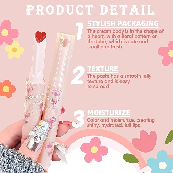 Jelly Lipstick, Heart Shaped Lipstick Lip Stain, Moisturizing Lipstick,