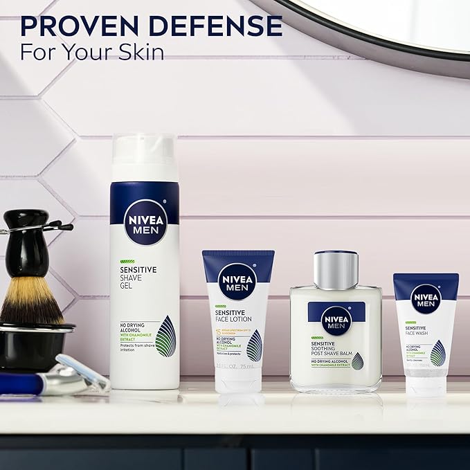 NIVEA MEN Sensitive Face Wash with Vitamin E and Chamomile Extract, No Drying Alcohol, Gentle Face Wash for Men with Sensitive Skin, 5 Fl Oz Tube