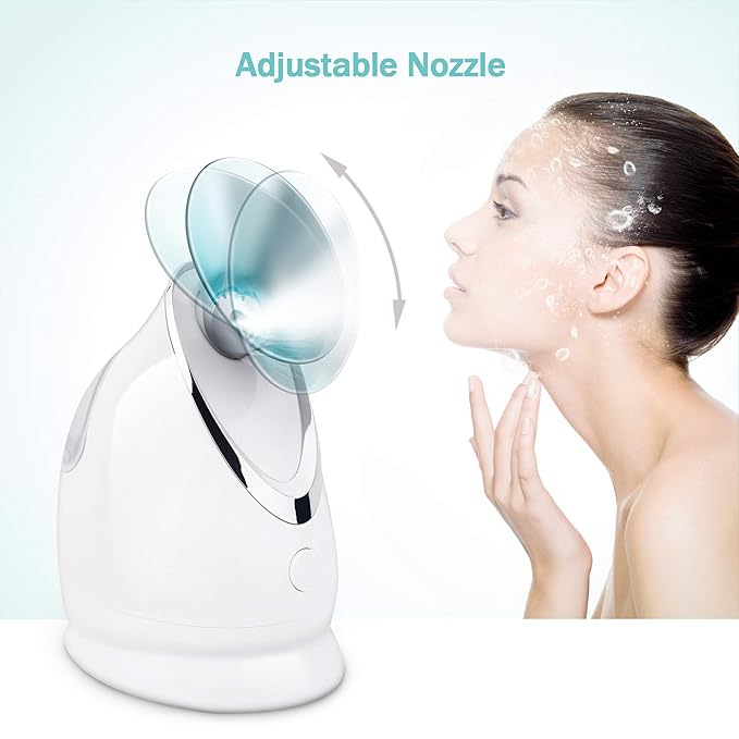 EZBASICS Facial Steamer Ionic Face Steamer for Home Facial, Warm Mist Humidifier Atomizer for Face Sauna Spa Sinuses Moisturizing, Unclogs Pores, 1 Pack + 5 Stainless Steel Skin Kit Blue
