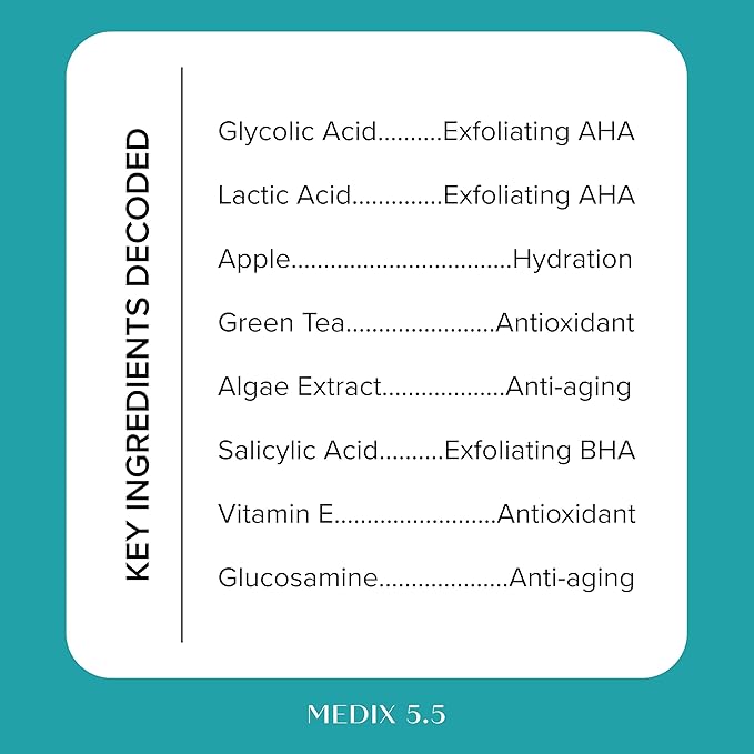 Medix 20% Glycolic Acid Booster + Exfoliating Body Wash Cleanser Skin Care 2PC Set | AHA Exfoliant Cleanser + Body Serum Both Refine + Soften Dead Dry Skin, Bumps, Wrinkles, & Fine Lines, Bundle