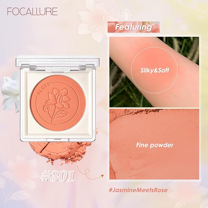 FOCALLURE Powder Palette Blush, Matte Mineral Blush Powder, Blendable, #601