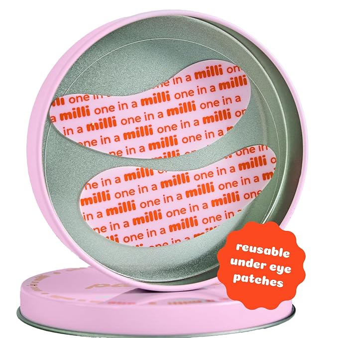 Milli Under Eye Mask to Treat Dark Circles, Wrinkles, and Puffy Eyes, 1 Pair of Original Pink Reusable Silicone Eye Patches with Tin Case