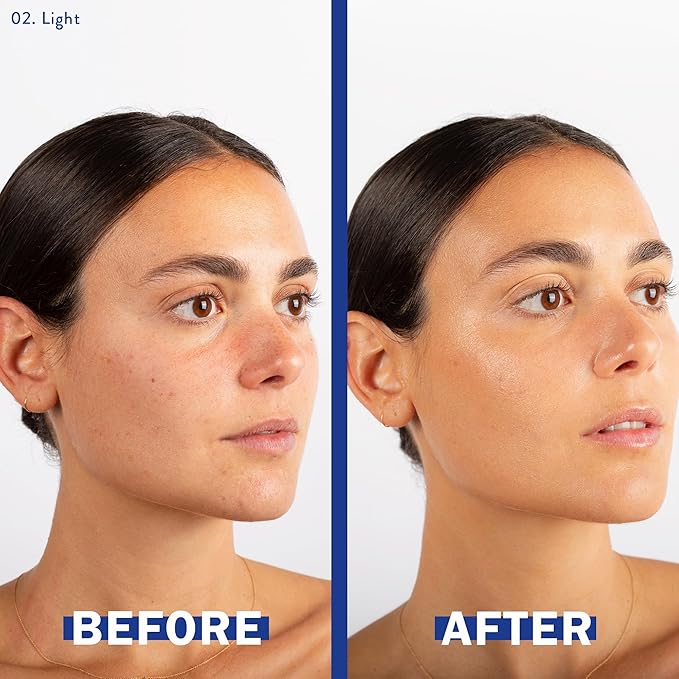 Tinted Serum - Hydrating Face Serum with Hyaluronic Acid - Skin Tint - Lightweight Foundation for Skin Glow - 99% Natural Ingredients - Vegan Makeup & Skincare - 1.0 Fl Oz โ 02 Light