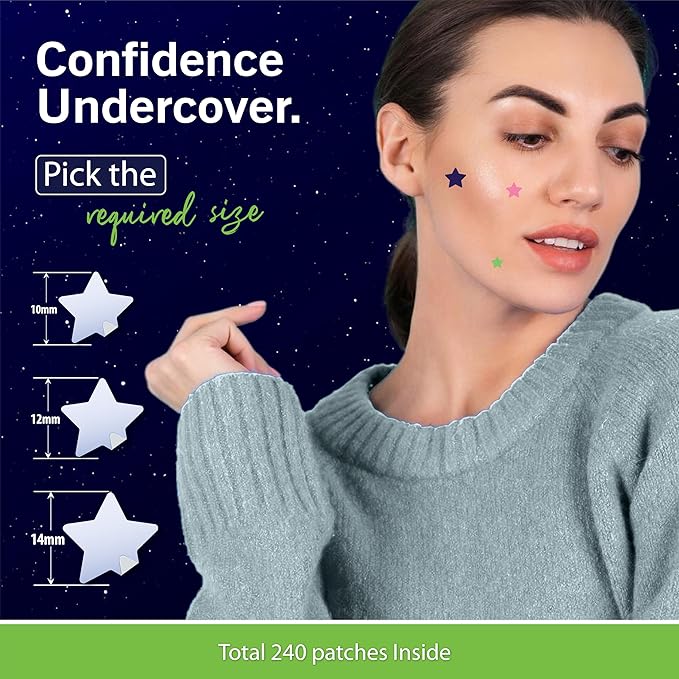 Star Pimple Patches for Face โ Hydrocolloid Acne Patches for Quick Zit Relief and Blemishes, Invisible Spot Stickers That Stay All Night, Gentle for All Skin Types, Oil-Free (240 Count)