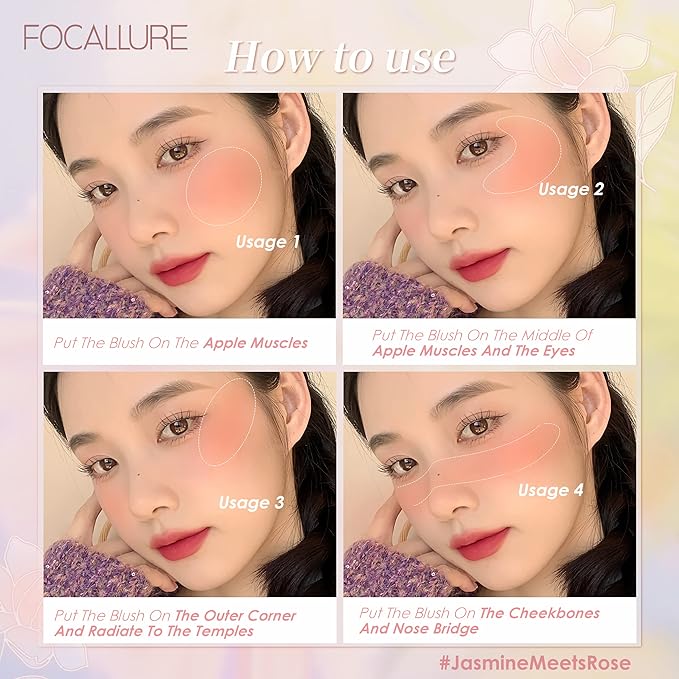FOCALLURE Powder Palette Blush, Matte Mineral Blush Powder, Blendable, #601