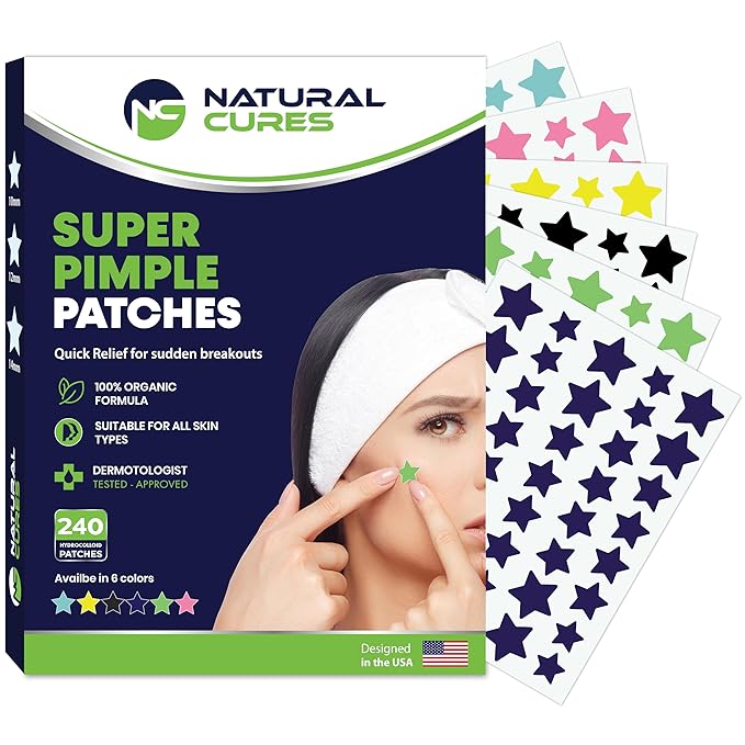 Star Pimple Patches for Face โ Hydrocolloid Acne Patches for Quick Zit Relief and Blemishes, Invisible Spot Stickers That Stay All Night, Gentle for All Skin Types, Oil-Free (240 Count)