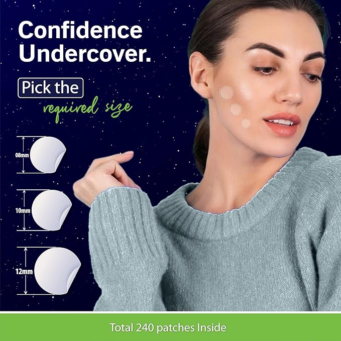 Dot Pimple Patches for Face โ Hydrocolloid Acne Patches for Quick Zit Relief, Invisible Spot Stickers That Stay All Night, Gentle for All Skin Types, Oil-Free (240 Count)