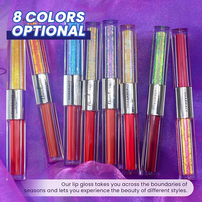 CHARMACY Multichrome Double Head Non-Stick Lip Gloss, Metallic Gloss,