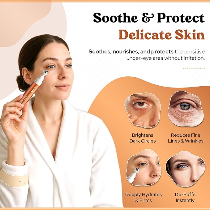 BellaBLISS Vitamin C & Vitamin E Eye Serum โ Hydrating Under Eye Roller for Puffiness, Wrinkles & Dark Circles โ Lightweight Cooling Formula โ 0.5 fl.oz / 15 ml โ Pack of 1