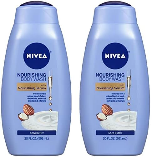 NIVEA Shea Butter Nourishing Body Wash, Moisturizing Body Wash for Dry Skin, 20 Fl Oz Bottle (Pack of 2)