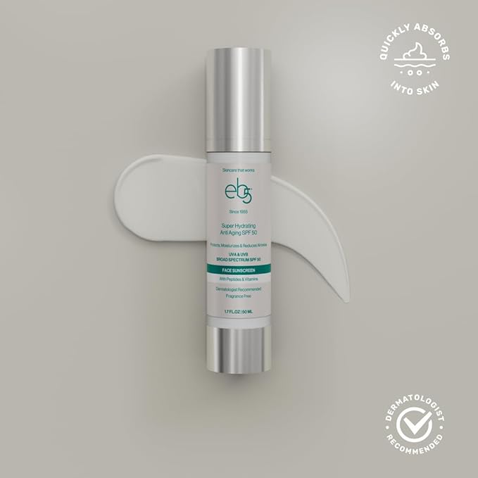 eb5 Super Hydrating Anti-Aging Face Sunscreen SPF 50 | AM Facial Moisturizing Broad Spectrum Sunscreen formulated with Zinc Oxide, Hyaluronic Acid & Multi-Peptides, Vitamin E, C & A - 1.7 FL.Oz